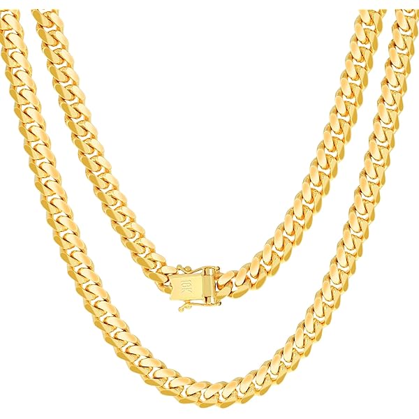 Nuragold 18k Real Yellow Gold Solid Miami Cuban Link 5mm Chain